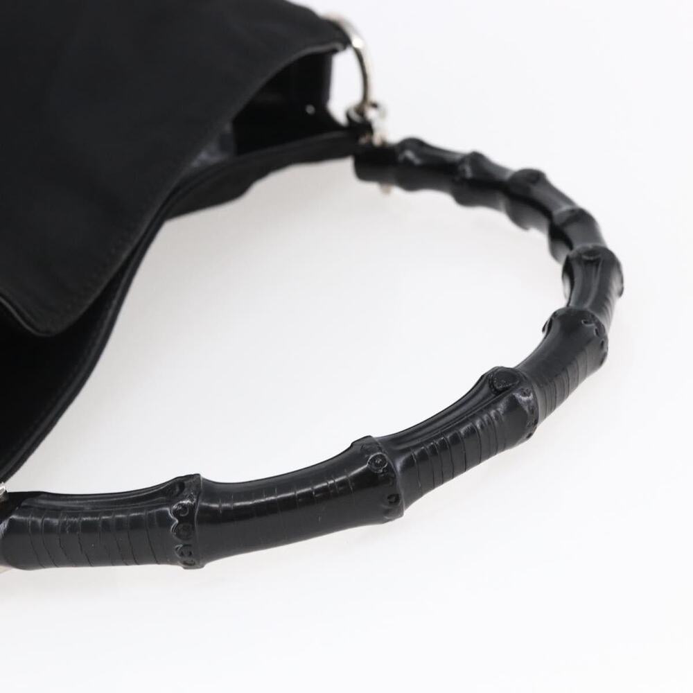 GUCCI Bamboo Hand Bag Nylon Black Silver 001 1638 001 1638 - Picture 7 of 12